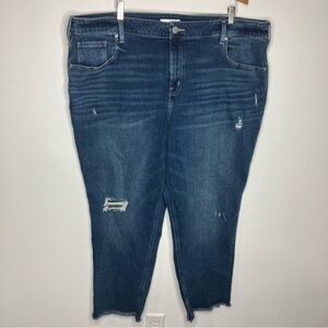 Lane Bryant distressed high rise girlfriend straight jeans signature fit size 24